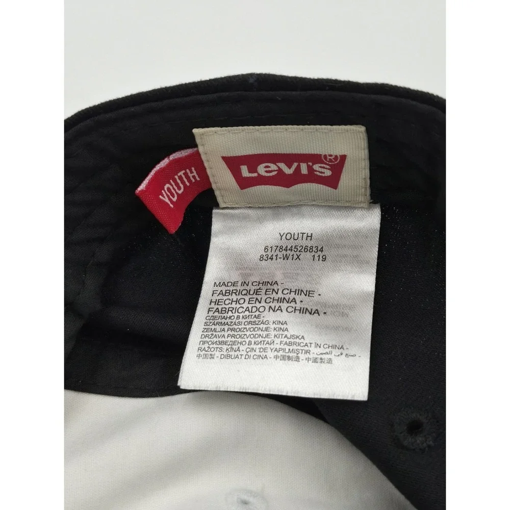 Levis Youth Kids Black Logo Snap Back Adjustable Baseball Ball Cap